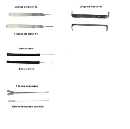 Estuche de Disección 20 Piezas + 5 Piezas de Regalo Hergom Silvery