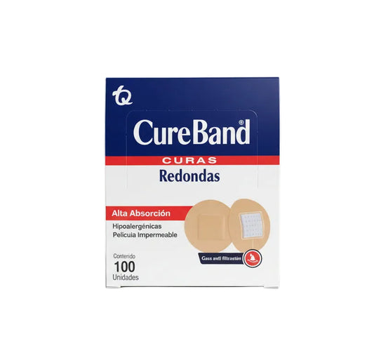 Venditas Adhesivas Redondas Cureband Caja con 100 piezas