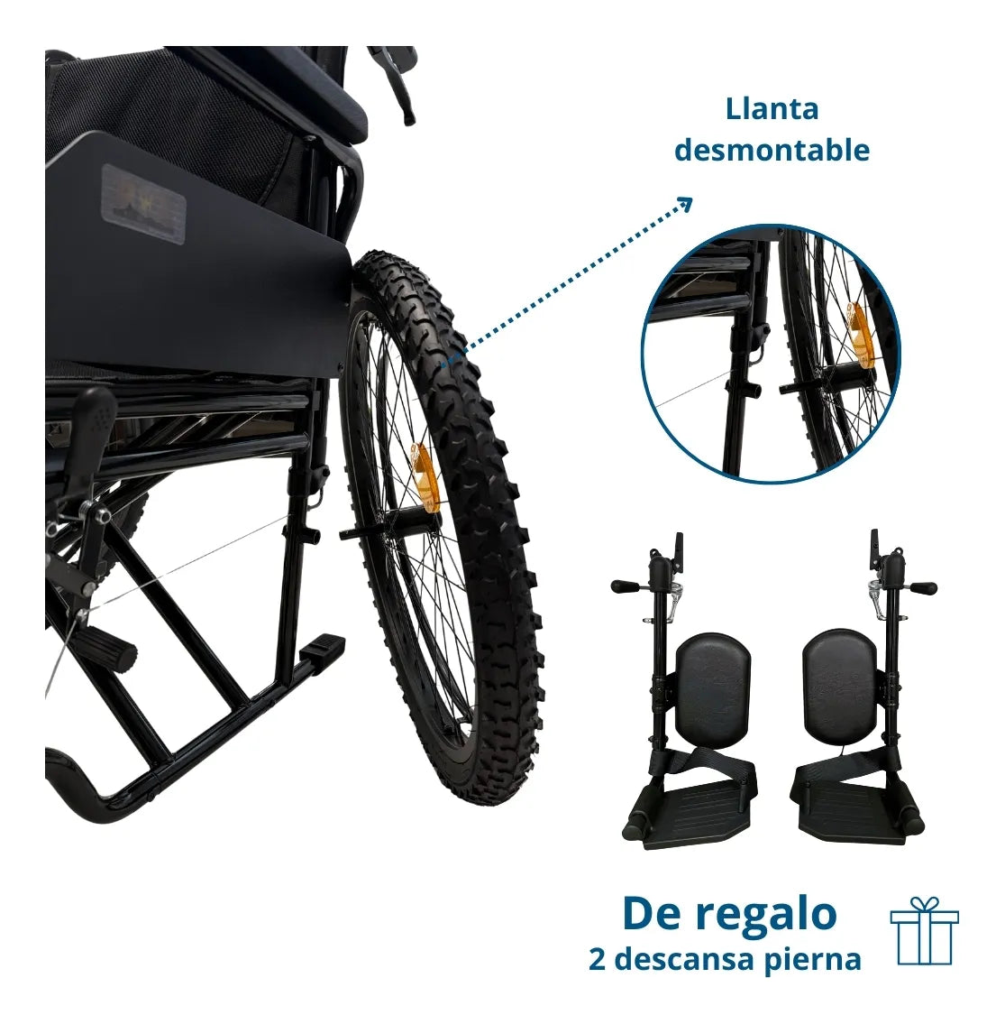 Silla De Ruedas Todo Terreno Desmontable Elevapiernas 160kg