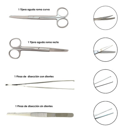 Estuche de Disección 20 Piezas + 5 Piezas de Regalo Hergom Silvery