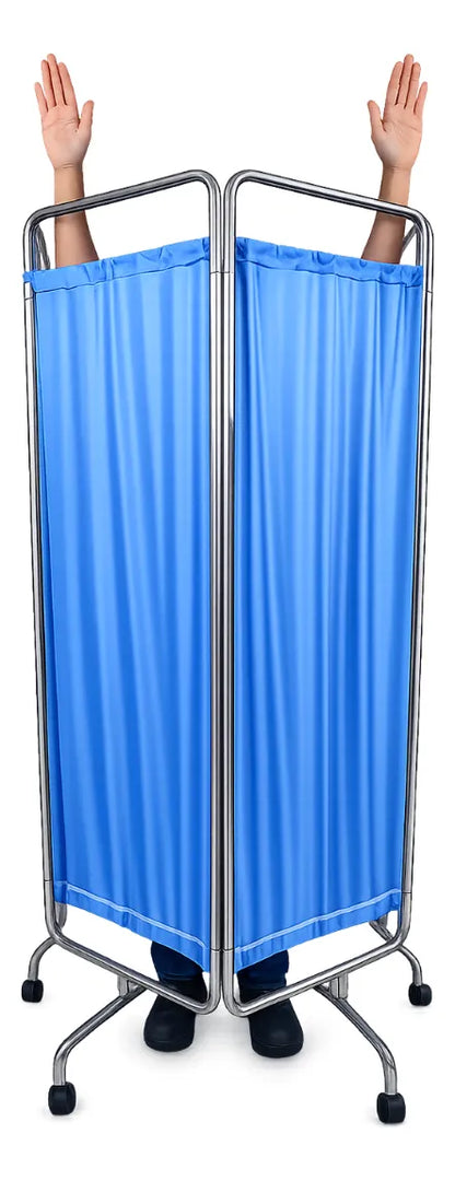 Biombo Separador De Ambientes Plegable y Portatil de 4 Hojas de Acero Inoxidable y Cortina PVC Impermeable para Sala Dormitorio Estudio 200 cm x 180 cm