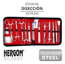 Estuche de Disección 20PZ Acero Silver Marca HERGOM 13-13