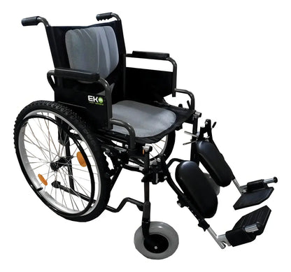 Silla de Ruedas 19” Acero Reforzado Plegable con Elevapiernas Desmontables | Marca Eko-Mobility