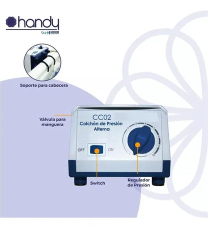 Colchón de presión alterna con sistema celdas de ventilación y regulador de presión - Marca Handy