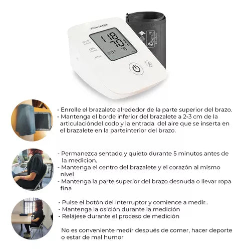 Baumanómetro Digital de brazo con pantalla LCD para medir presión arterial con función de voz BD-4 | Marca Checkatek
