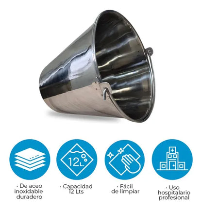 Cubeta Médica de Acero Inoxidable de 12 litros - Marca Hergom Medical