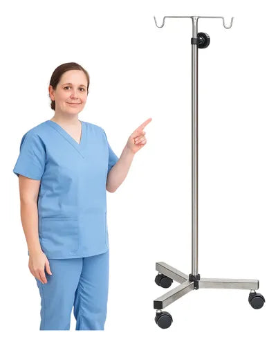 Tripié Porta Suero Médico De Acero Cromado