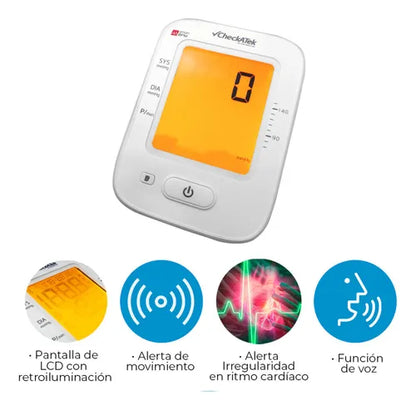 Baumanómetro digital para medir presión arterial con pantalla LCD y función de voz BD-1 | Marca Checkatek