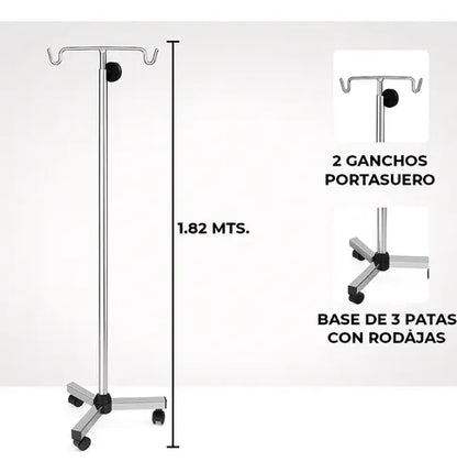 Tripié Porta Suero Médico De Acero Cromado
