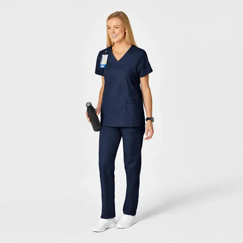 Set Uniforme de Filipina Médica con Cuello V + Pantalón Recto para Mujer - Marca WonderWork Wink