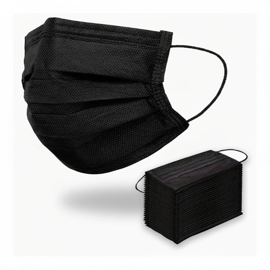 Cubrebocas Tricapa Color Negro Premium Liso Caja con 50 piezas | Marca Mayfield