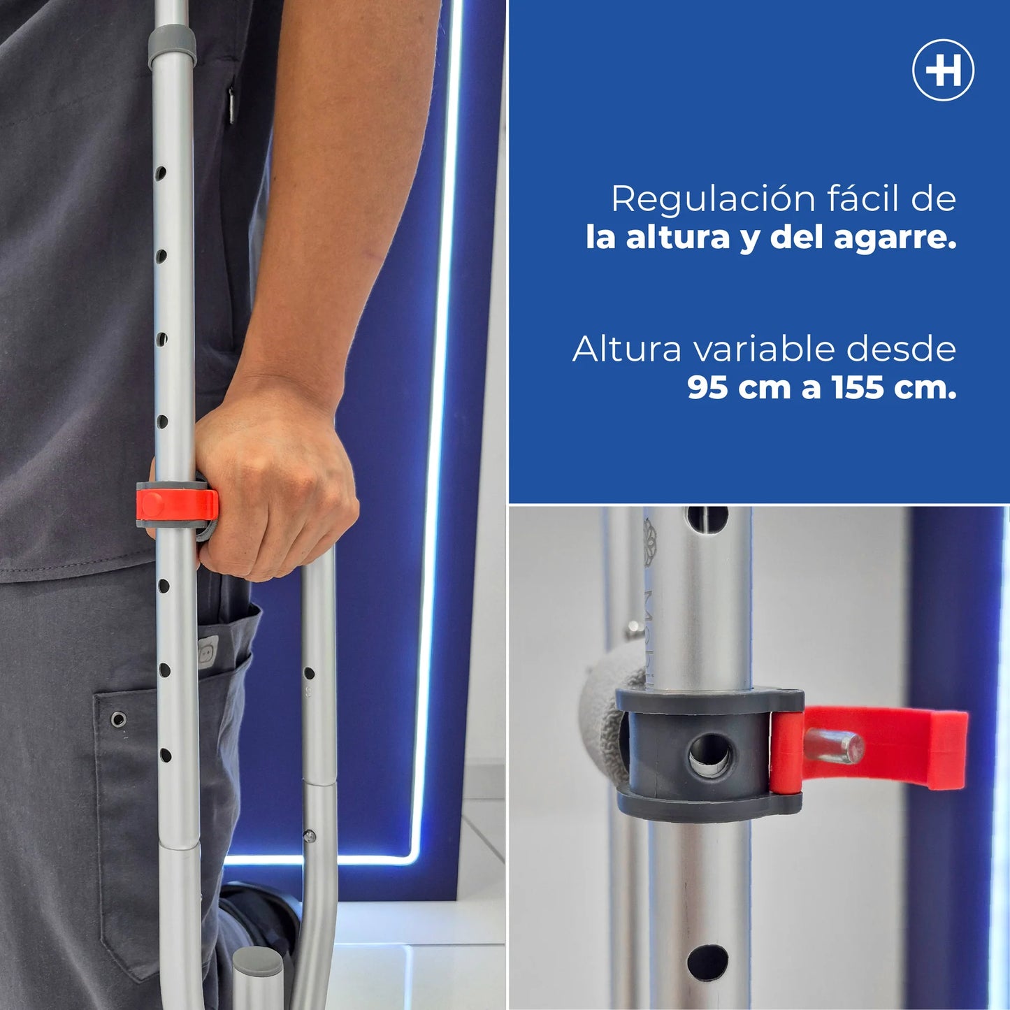 Muletas de aluminio ajustables para niño, joven o adulto, soportan hasta 120 KG por su estructura de alta resistencia Marca Handy
