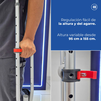 Muletas de aluminio ajustables para niño, joven o adulto, soportan hasta 120 KG por su estructura de alta resistencia Marca Handy
