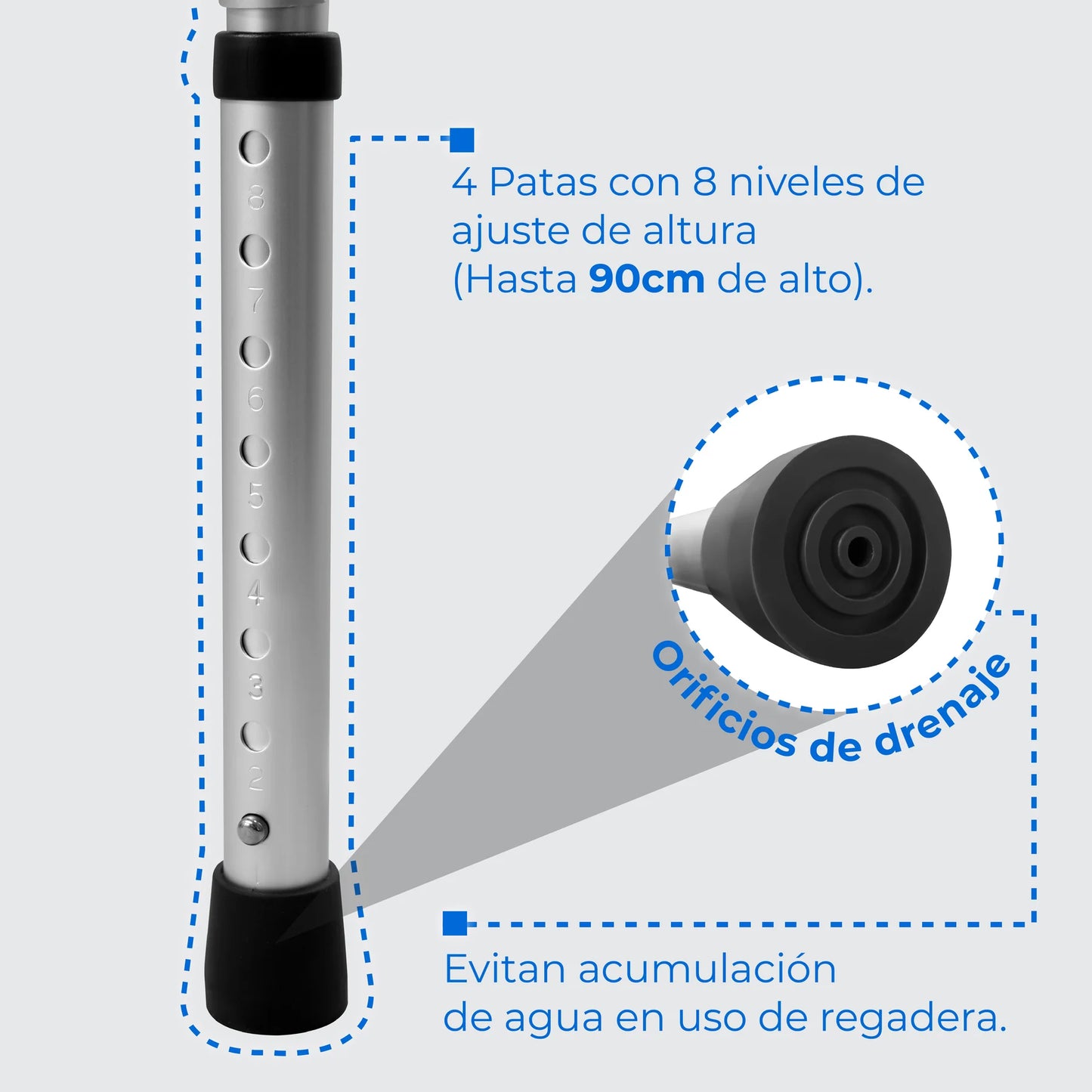 Andadera plegable AN15GDP con asiento elevado, cómodo extraíble de 5 L y y funciones para baño | Marca Handy