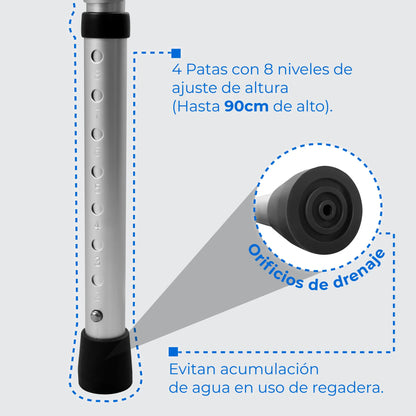 Andadera plegable AN15GDP con asiento elevado, cómodo extraíble de 5 L y y funciones para baño | Marca Handy