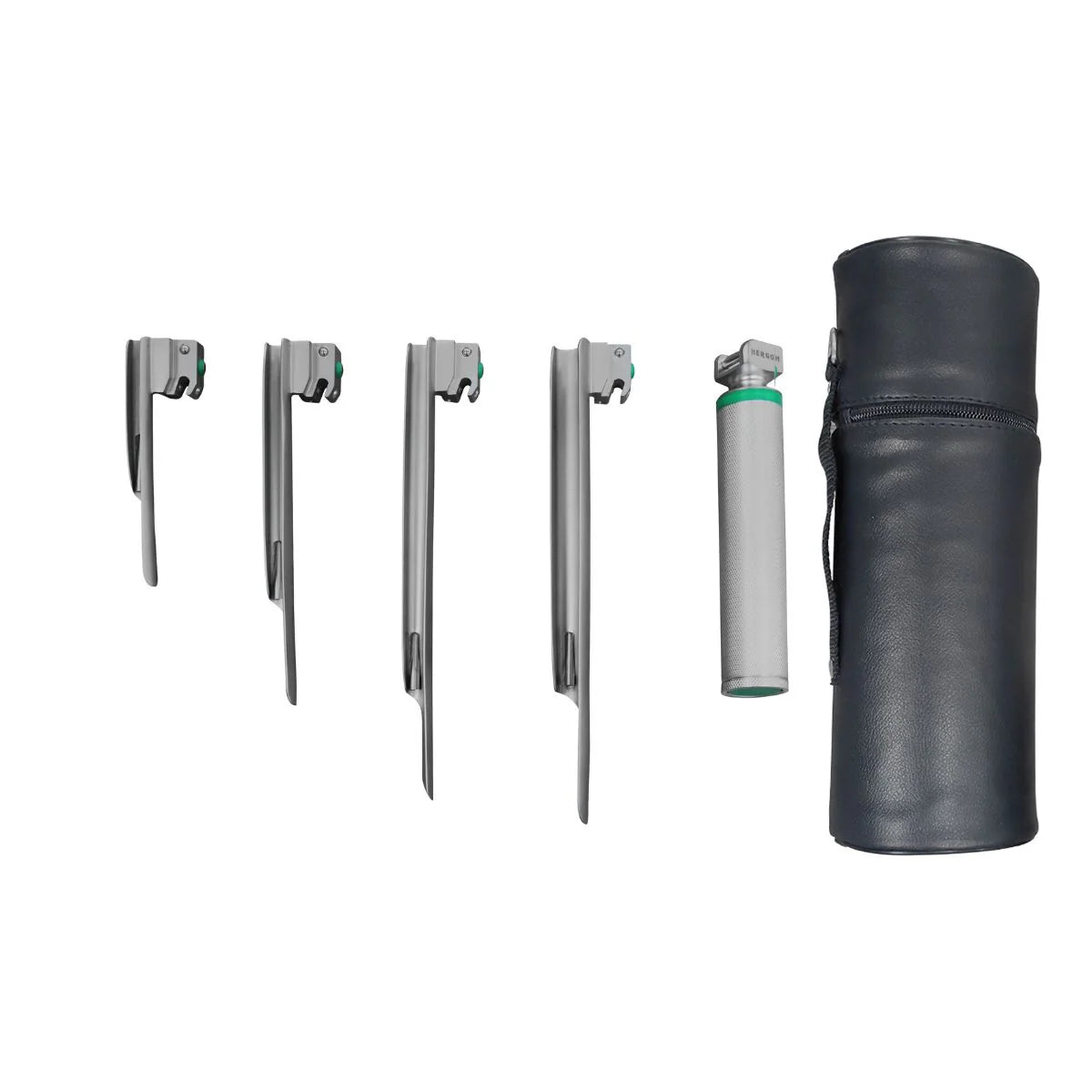 Estuche de Laringoscopio Miller de de Fibra Óptica con 4 Hojas Hergom Medical | Acero inoxidable