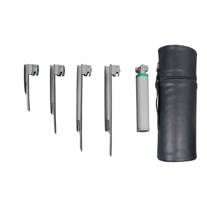 Estuche de Laringoscopio Miller de de Fibra Óptica con 4 Hojas Hergom Medical | Acero inoxidable