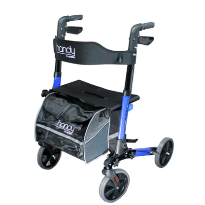 Andadera Plegable con Ruedas, Asiento y Respaldo, Porta Bastón y Ajuste de Altura / Marca Handy