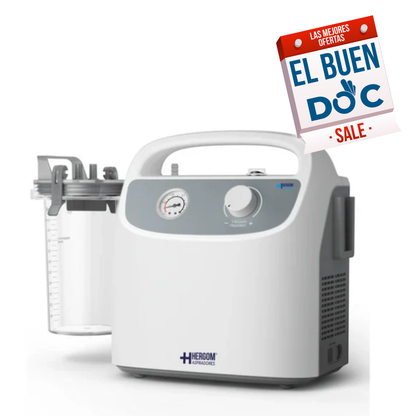 Aspirador de Flemas y Secreciones Portátil de Hasta 28 Litros por Minuto con Presión Regulable - Marca Hergom  7E-B