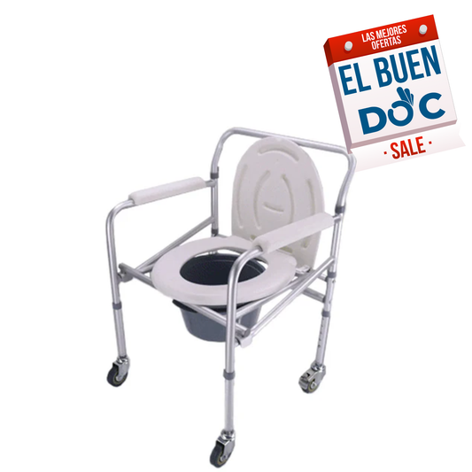 Silla Cómodo CON TAPA Y RUEDAS/CASTOR TOLIET- Marca Handy