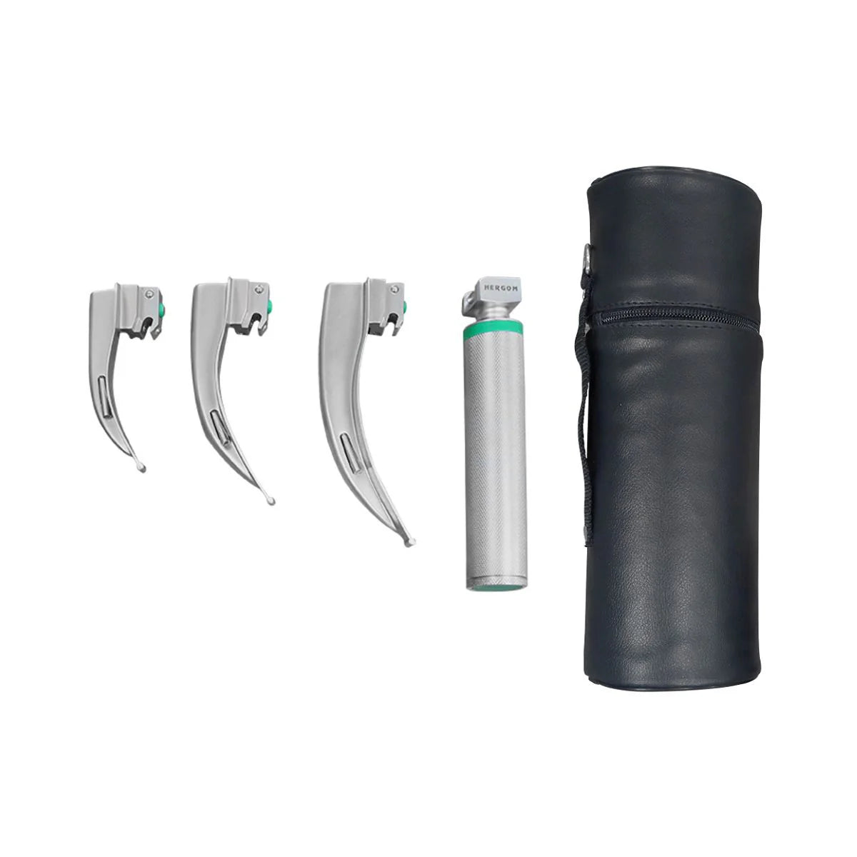 Estuche de Laringoscopio de Fibra Óptica McIntosh con 3 Hojas y Mango Universal Hergom Medical | Acero inoxidable