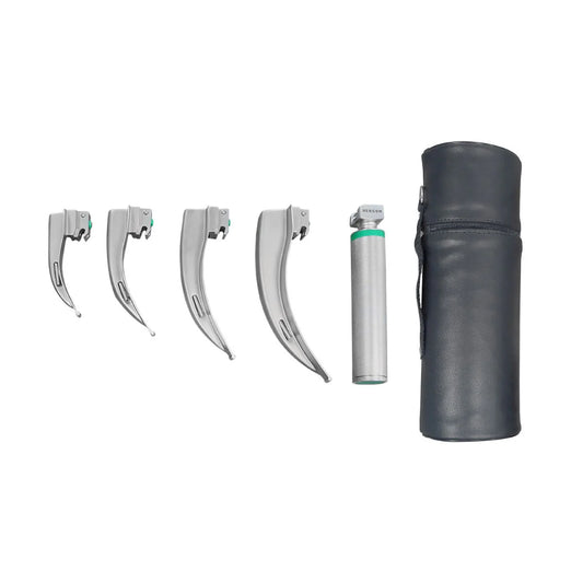 Estuche de Laringoscopio de Fibra Óptica McIntosh con 4 Hojas y Mango Universal Hergom Medical | Acero inoxidable