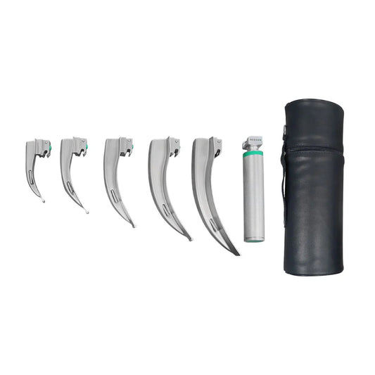 Estuche de Laringoscopio de Fibra Óptica McIntosh con 5 Hojas y Mango Universal Hergom Medical | Acero inoxidable