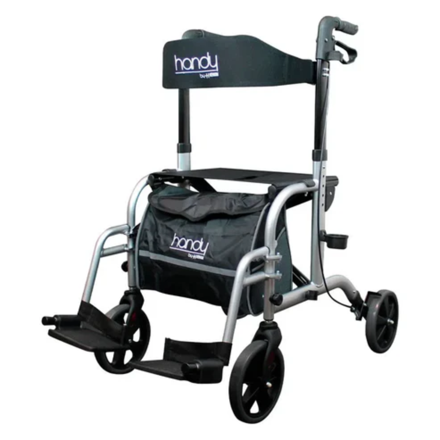 Andadera Plegable con Asiento y Reposapiés, Ruedas, Altura Regulable y Freno de Bucle / Marca Handy