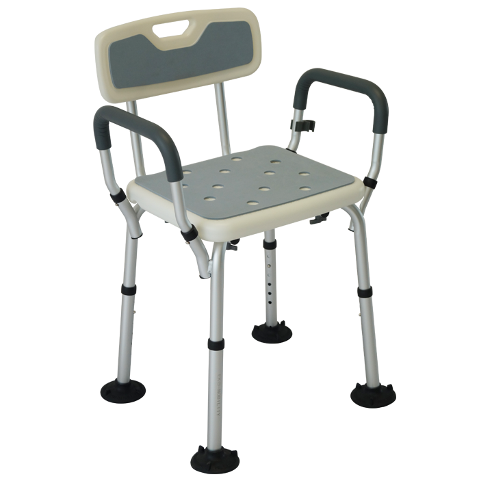 Silla de Ducha con Respaldo y Descansabrazos | Aluminio Ajustable Antiderrapante Marca Eko-Mobility