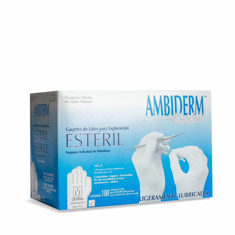 Guante Ambiderm Estéril Mediano Caja C/100 Pzas