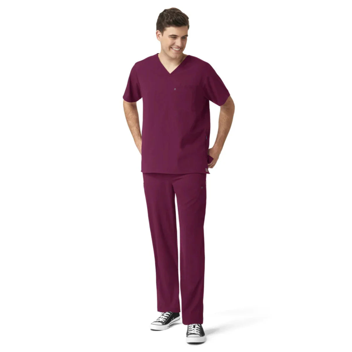 Set Uniforme Quirúrgico de Filipina Médica con Cuello V + Pantalón con Panel de Punto para Hombre - Marca Wink Aero