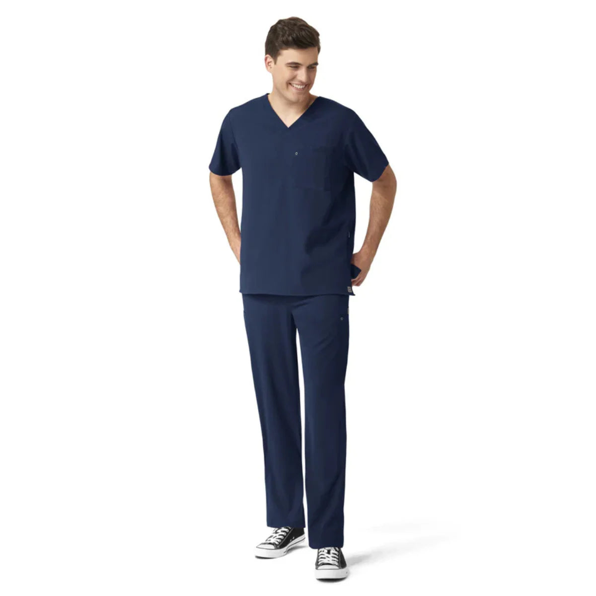 Set Uniforme Quirúrgico de Filipina Médica con Cuello V + Pantalón con Panel de Punto para Hombre - Marca Wink Aero