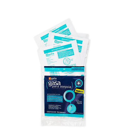 Gasa esterilizada Para Asepsia Bolsa con 10 piezas | Marca Galia