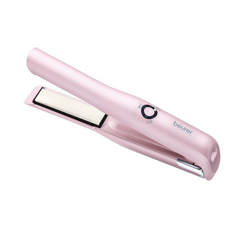Plancha para el cabello inalámbrica recargable con 3 niveles de temperatura e indicador HS20 - Marca Beurer