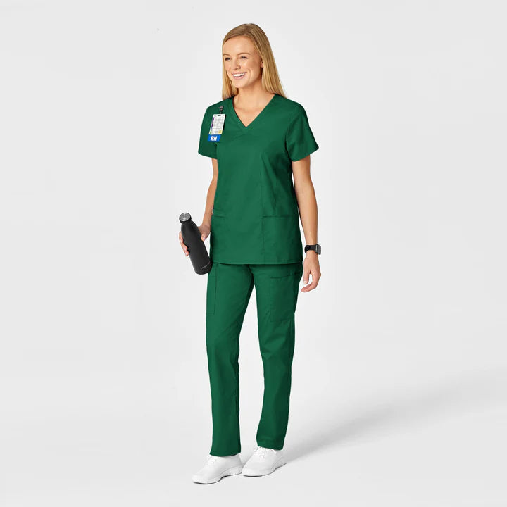 Set Uniforme de Filipina Médica con Cuello V + Pantalón Recto para Mujer - Marca WonderWork Wink