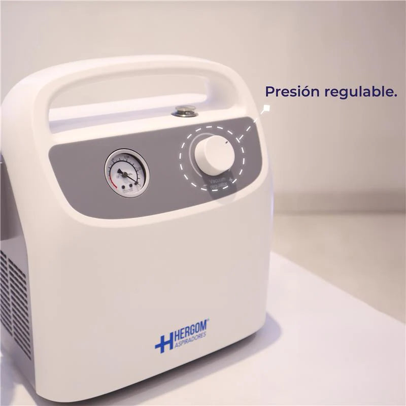 Aspirador de Flemas y Secreciones Portátil de Hasta 28 Litros por Minuto con Presión Regulable - Marca Hergom  7E-B