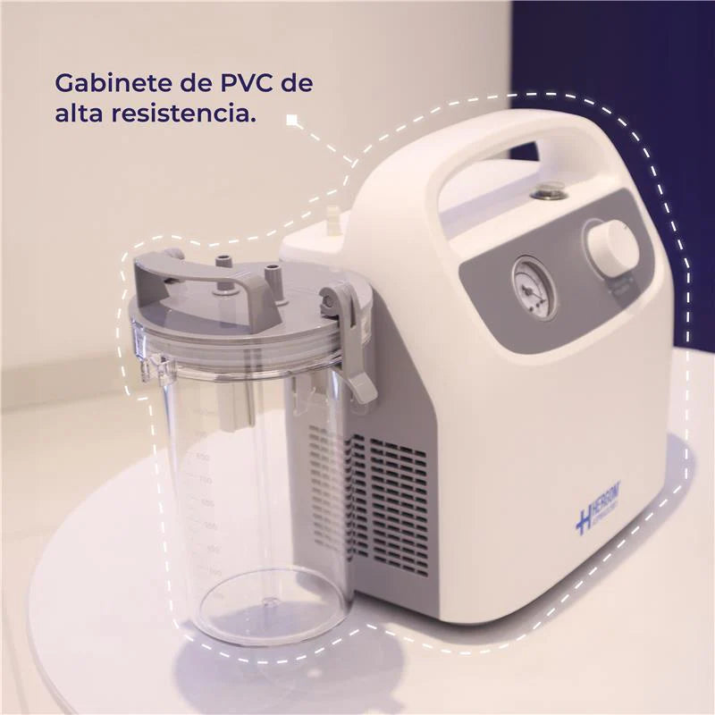Aspirador de Flemas y Secreciones Portátil de Hasta 28 Litros por Minuto con Presión Regulable - Marca Hergom  7E-B
