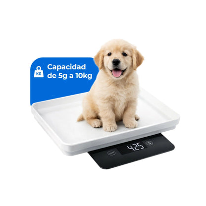 Báscula veterinaria digital inalambrica para perros o gatos de 10 kg con función Tara | Alta precisión K43PRO | Marca Hergom Vet