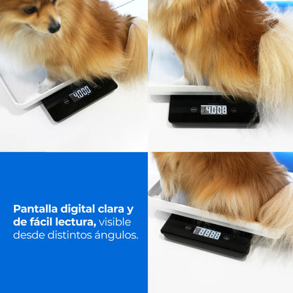 Báscula veterinaria digital inalambrica para perros o gatos de 10 kg con función Tara | Alta precisión K43PRO | Marca Hergom Vet