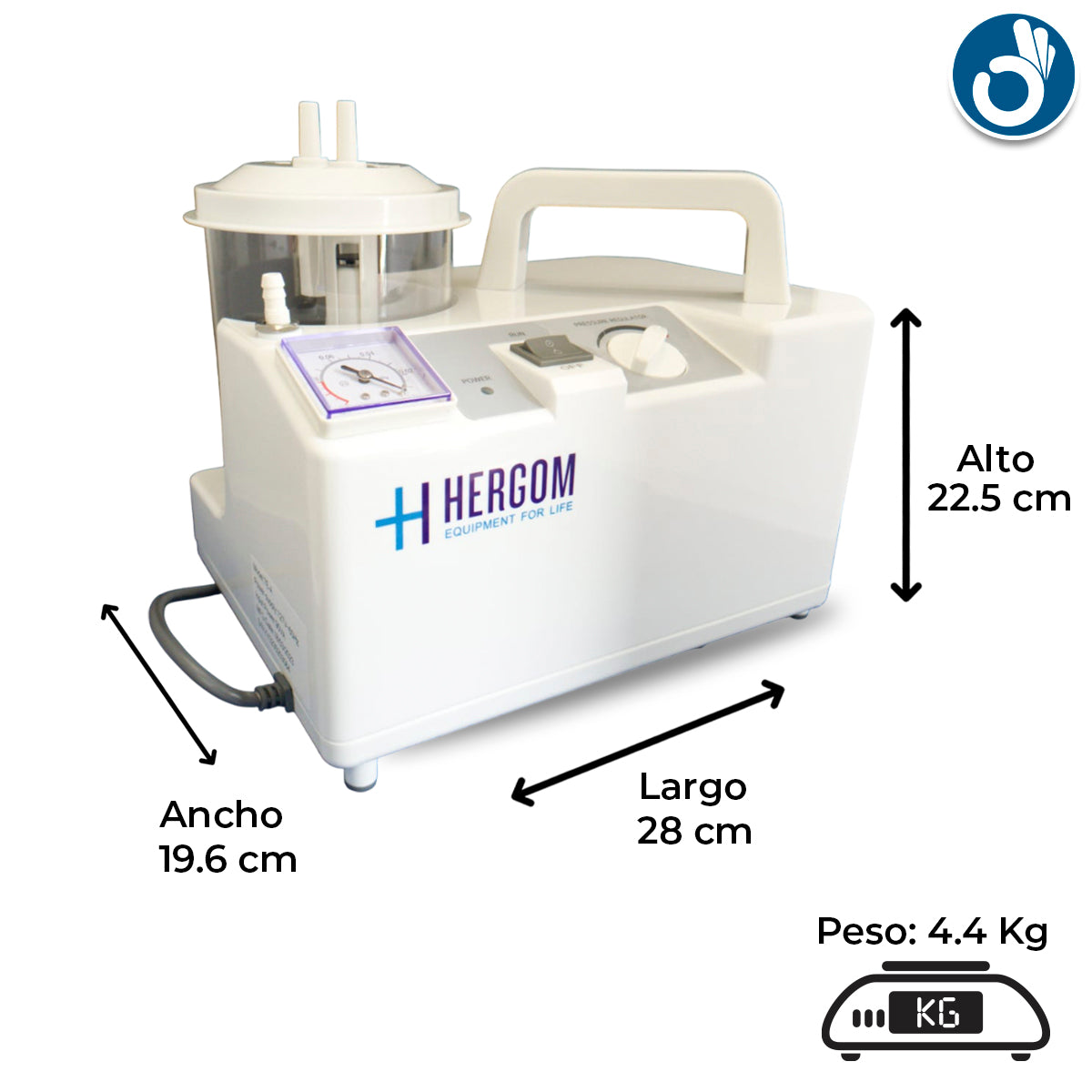 Aspirador de Flemas y Secreciones portátil de 18 L x minuto, Modelo 7E-A | Marca Hergom Aspiradores