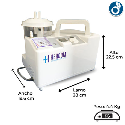 Aspirador de Flemas y Secreciones portátil de 18 L x minuto, Modelo 7E-A | Marca Hergom Aspiradores