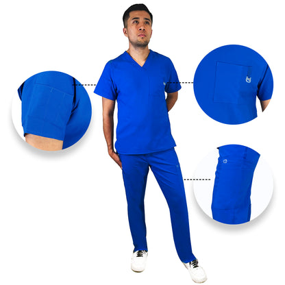 FILIPINA DE CUELLO EN V PARA HOMBRE COLOR AZUL REY (6355-ROYA)