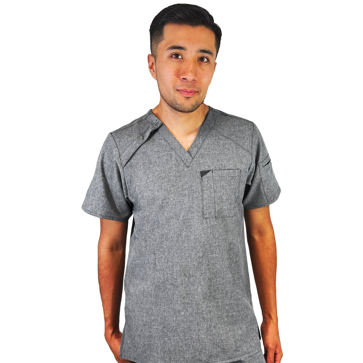 FILIPINA CON CUELLO EN V CON CIERRE PARA HOMBRE COLOR GRIS CLARO (6034-GRHTM)