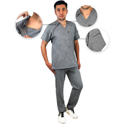 FILIPINA CON CUELLO EN V CON CIERRE PARA HOMBRE COLOR GRIS CLARO (6034-GRHTM)