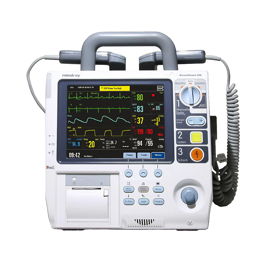 Desfibrilador Monitor Bifásico Profesional 4 en 1 Desfibrilación Manual, DEA, Marcapasos y Monitorización / BeneHeart D6 Marca Mindray