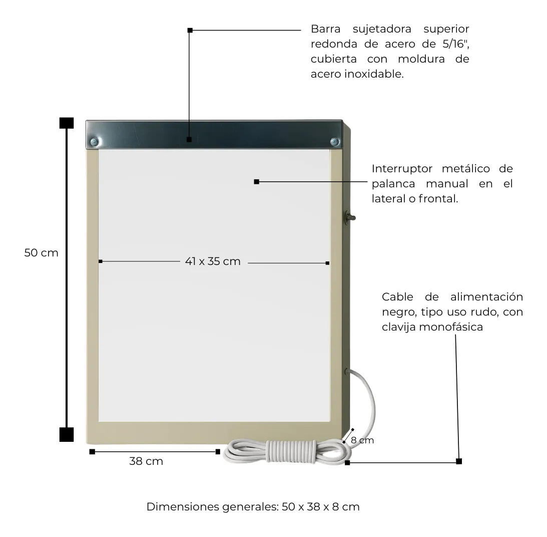 Negatoscopio Sencillo Luz Blanca Fluorescente Para Radiografías