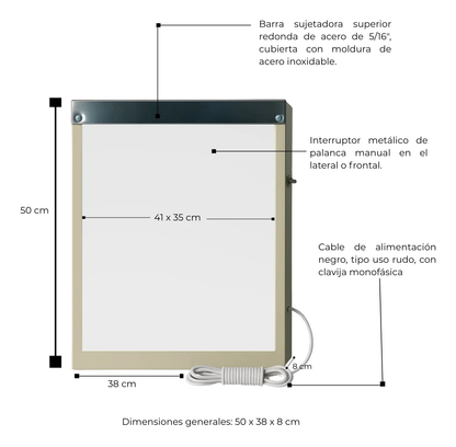 Negatoscopio Sencillo Luz Blanca Fluorescente Para Radiografías