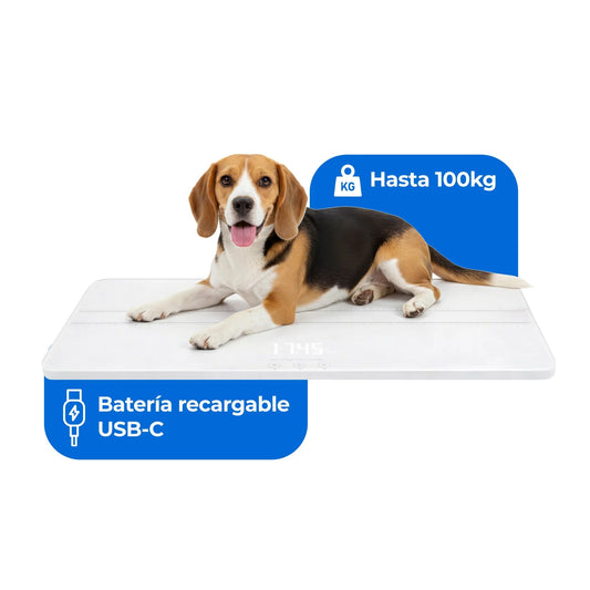 Báscula Veterinaria Digital inalámbrica recargable de alta precisión con función Tara y capacidad de hasta 100 kg P01E | Marca Hergom Vet