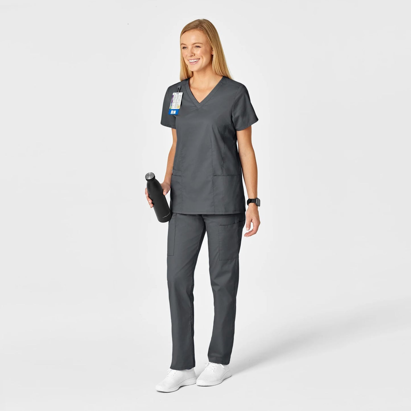 Set Uniforme de Filipina Médica con Cuello V + Pantalón Recto para Mujer - Marca WonderWork Wink