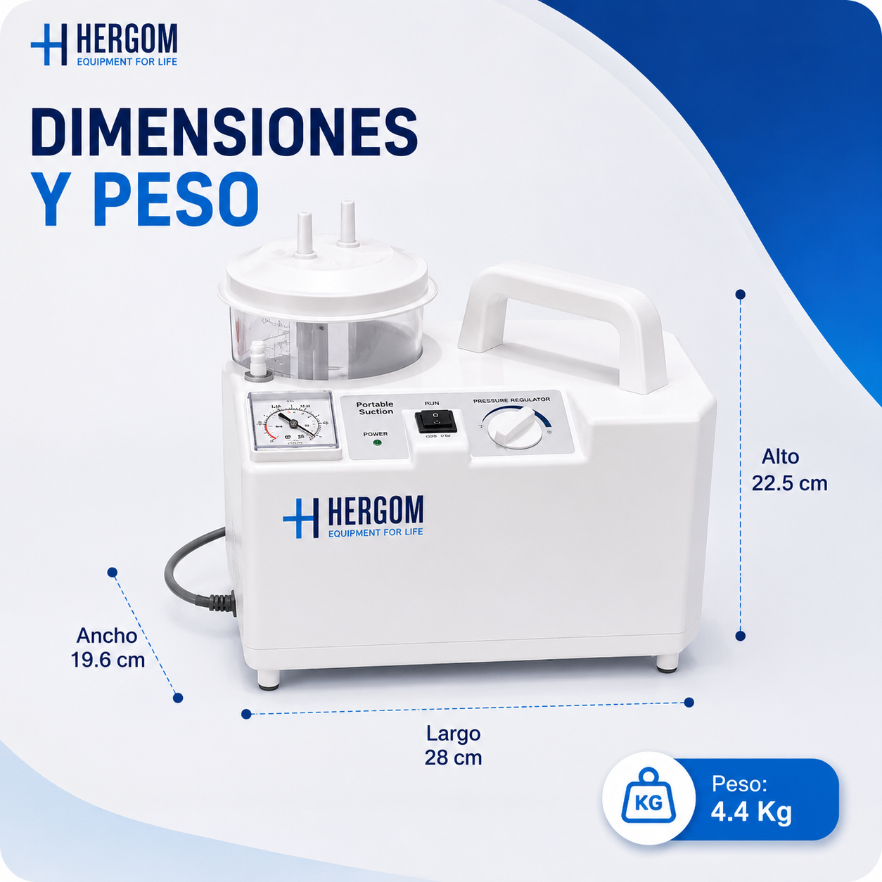 Aspirador de Flemas y Secreciones portátil de 18 L x minuto, Modelo 7E-A | Marca Hergom Aspiradores